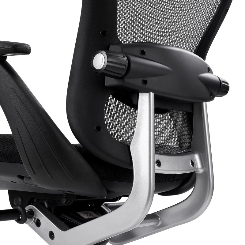 Silla de Oficina Ergonomica, ROYAL, con cabecero y soporte lumbar, en negro