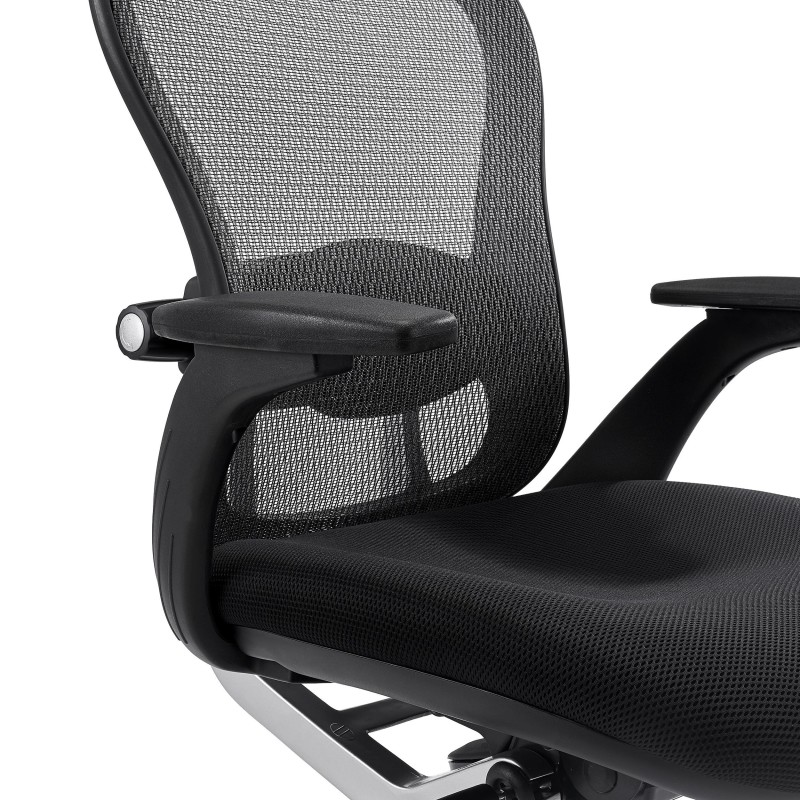Silla de Oficina Ergonomica, ROYAL, con cabecero y soporte lumbar, en negro