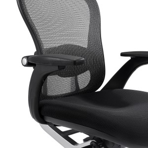 Silla de Oficina Ergonomica, ROYAL, con cabecero y soporte lumbar, en negro