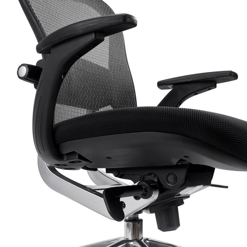 Silla de Oficina Ergonomica, ROYAL, con cabecero y soporte lumbar, en negro