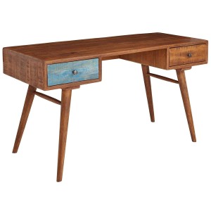 Mesa de Escritorio SAHARA en Madera color Castaño y Azul