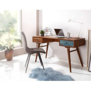 Mesa de Escritorio SAHARA en Madera color Castaño y Azul