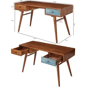 Mesa de Escritorio SAHARA en Madera color Castaño y Azul