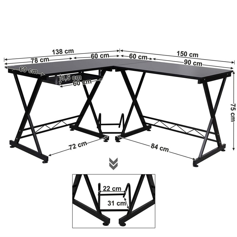 Mesa de Ordenador EASY LINE color Negro