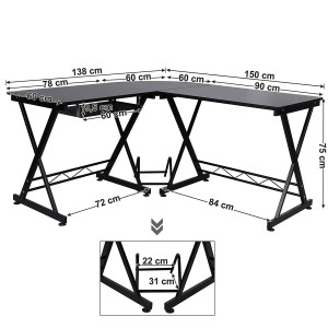 Mesa de Ordenador EASY LINE color Negro