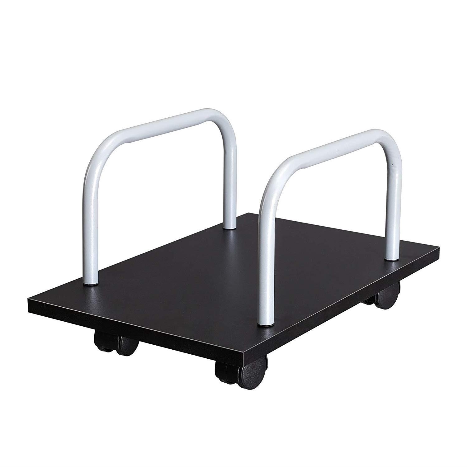 Mesa para Ordenador OHIO PRO, 120x59x90 cm, con Ruedas, en Metal y Madera color Negro