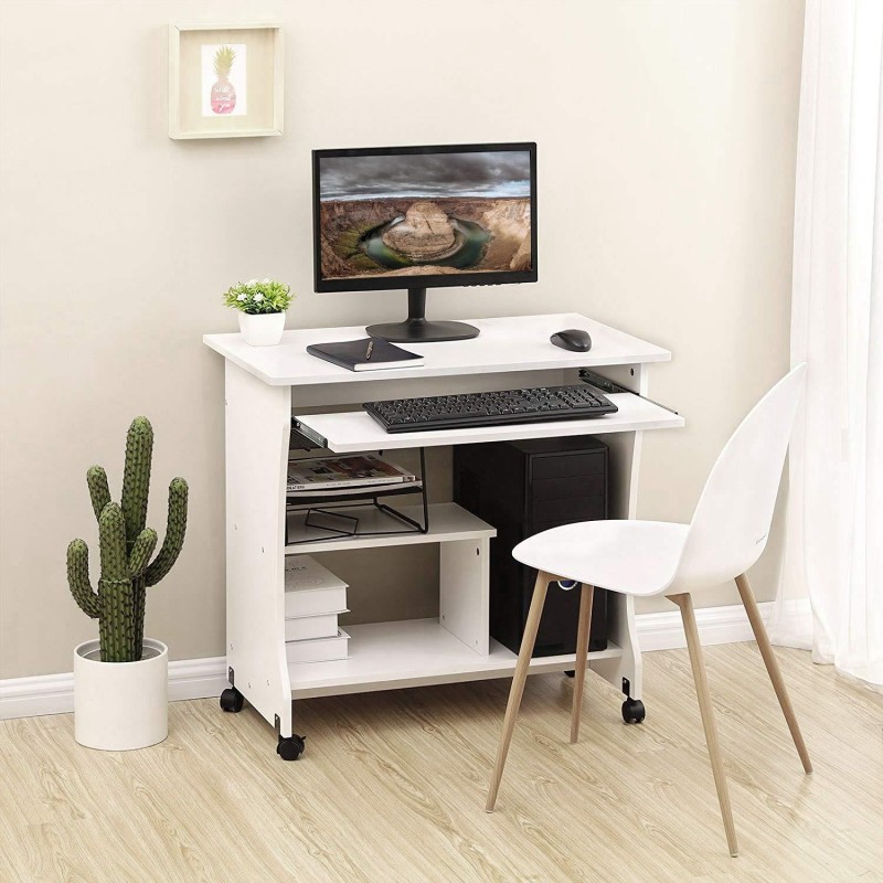 Mesa para Ordenador con Ruedas KIARA en Madera color Negro