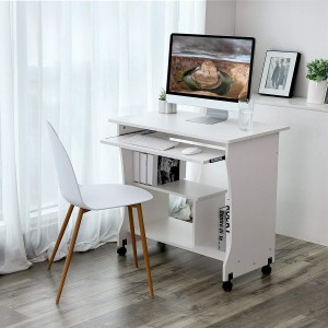 Mesa para Ordenador con Ruedas KIARA en Madera color Negro