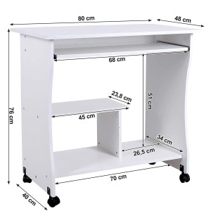 Mesa para Ordenador con Ruedas KIARA en Madera color Negro