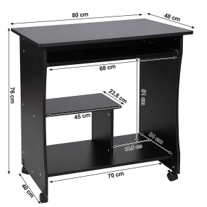 Mesa para Ordenador con Ruedas KIARA en Madera color Negro