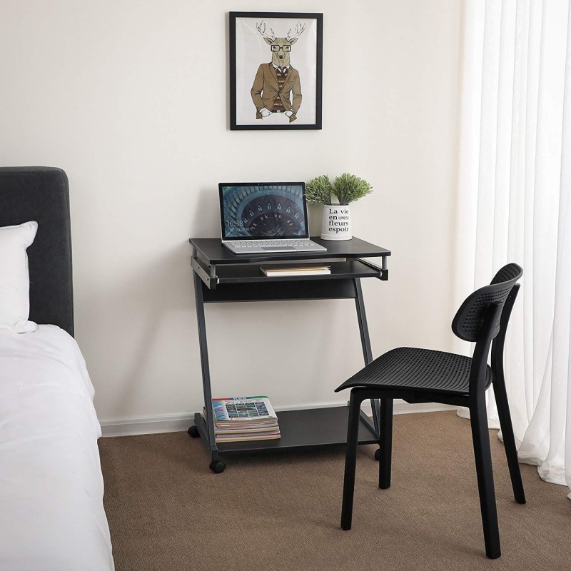 Mesa para Ordenador con Ruedas MANE en Madera color Negro