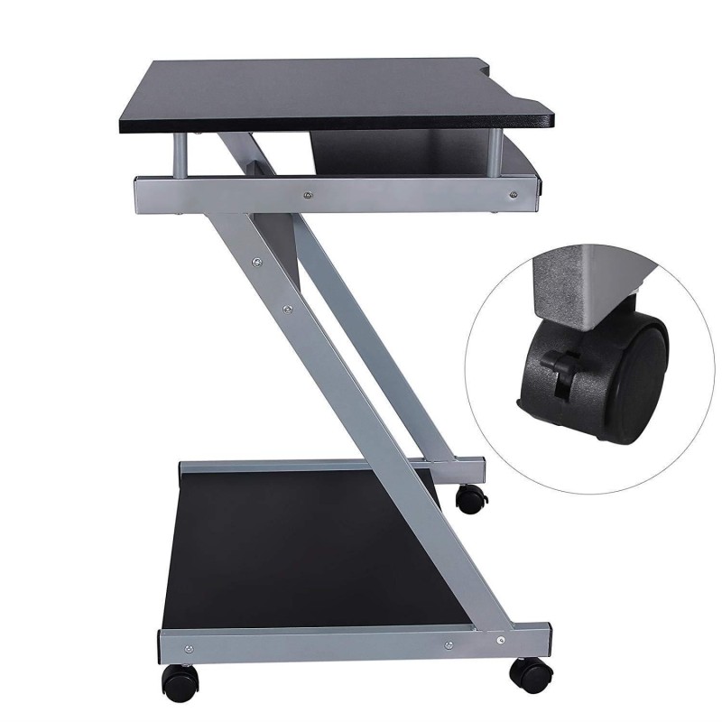 Mesa para Ordenador con Ruedas MANE en Madera color Negro