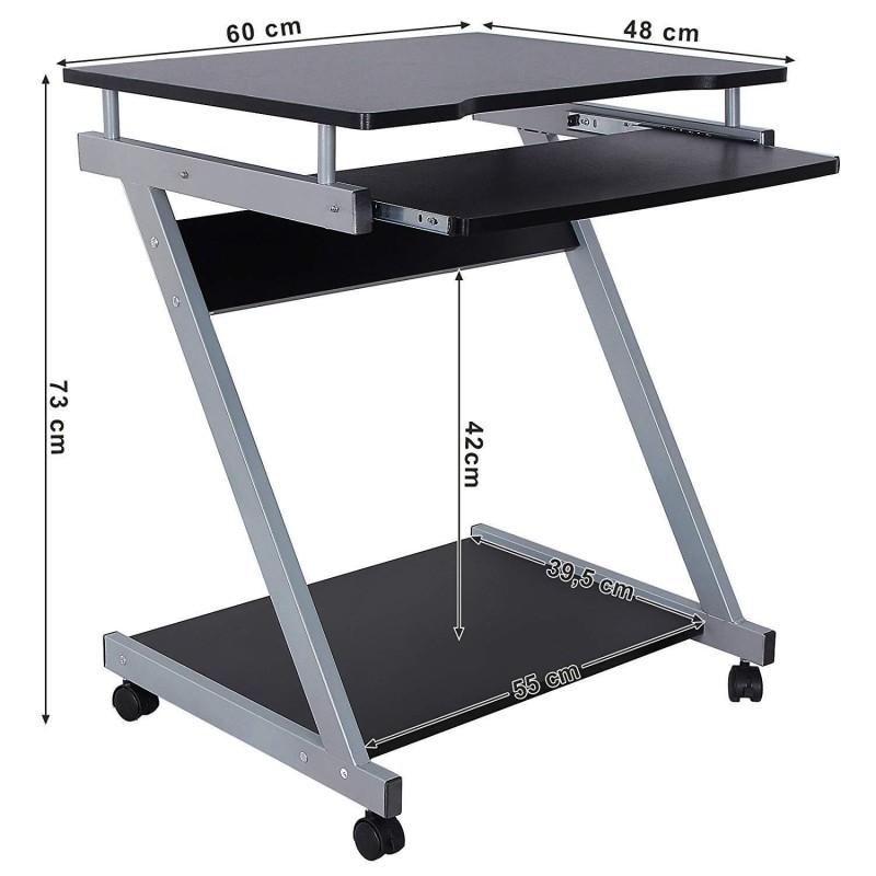 Mesa para Ordenador con Ruedas MANE en Madera color Negro