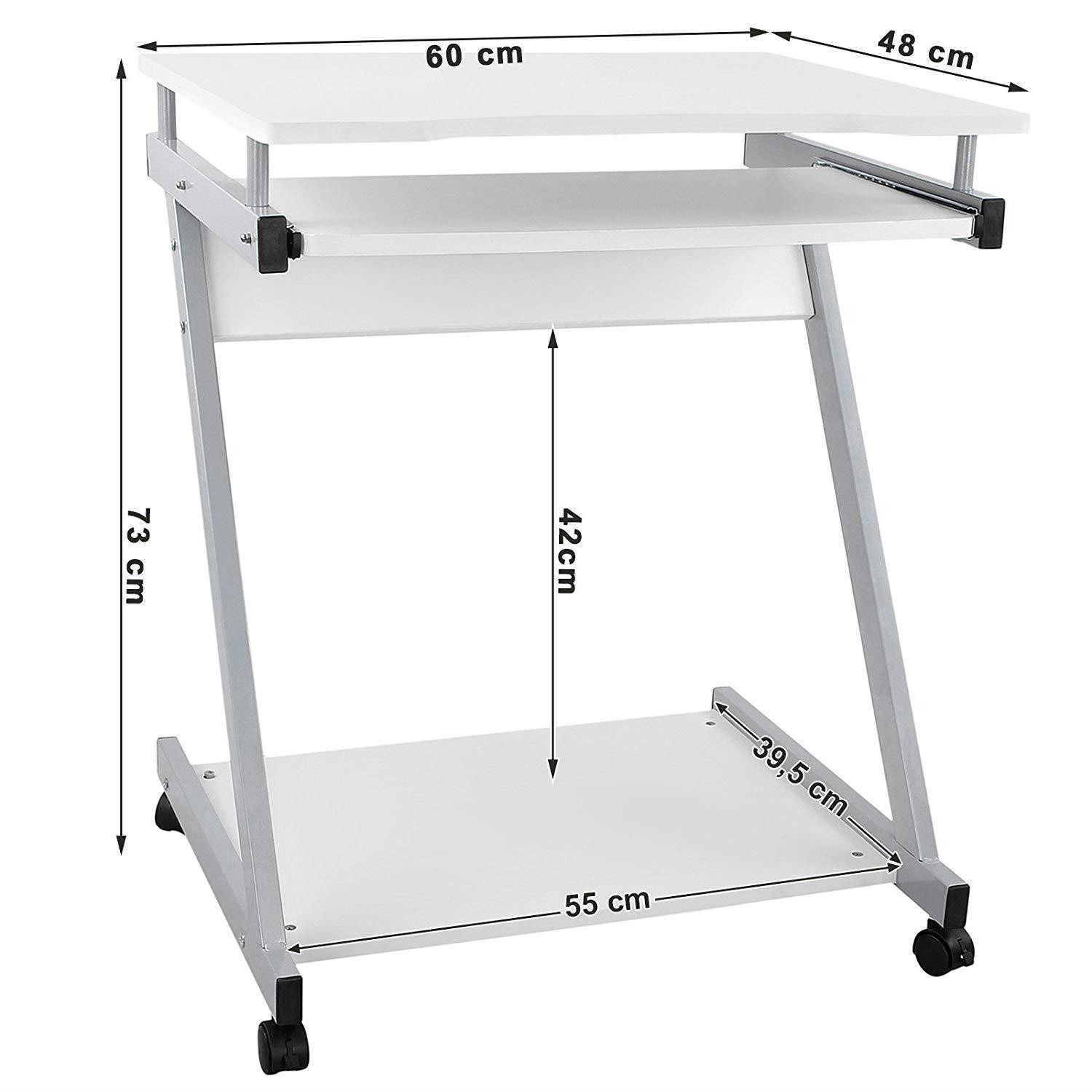 Mesa para Ordenador con Ruedas MANE, 60x48x73 cm, en Madera color Negro