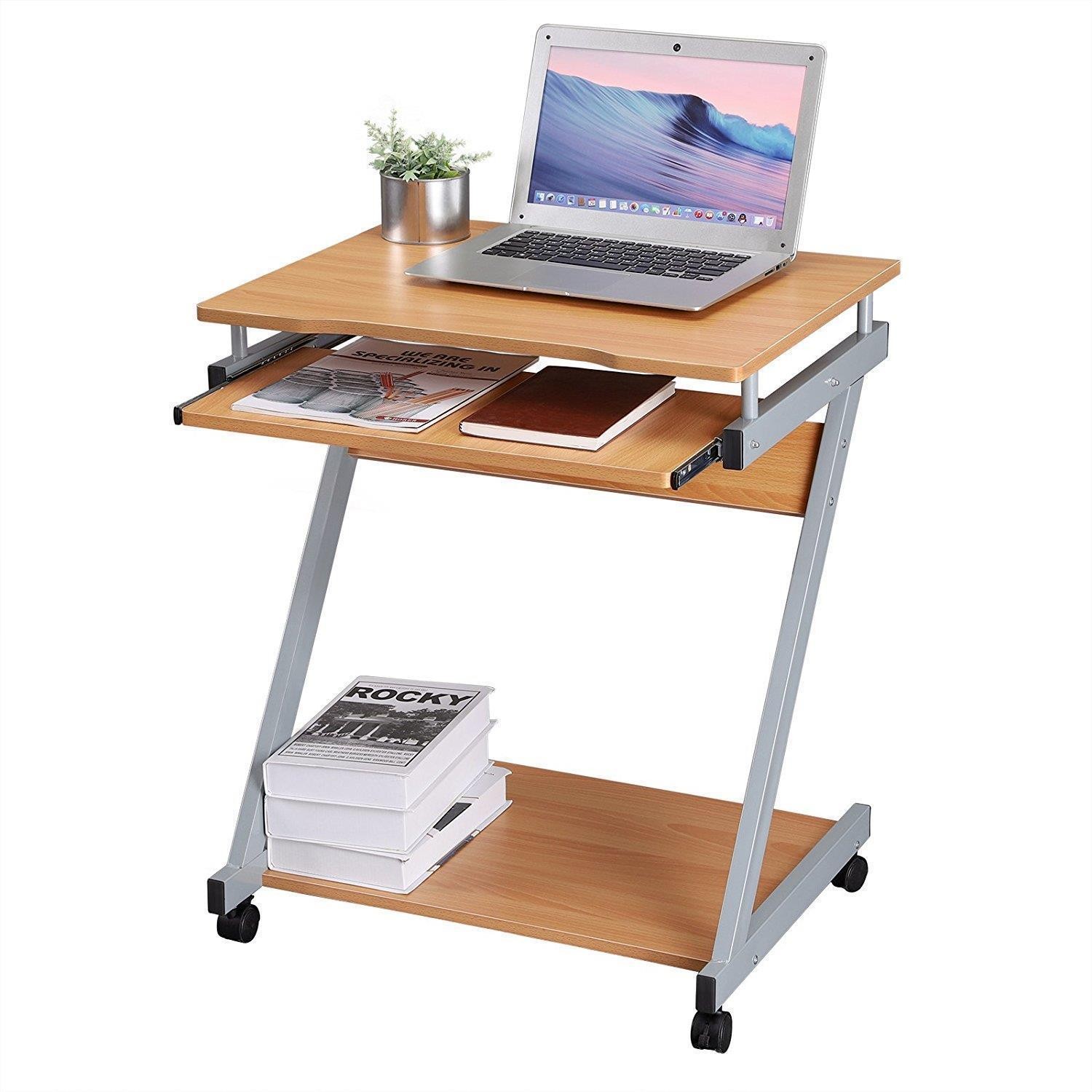 Mesa para Ordenador con Ruedas MANE, 60x48x73 cm, en Madera color Negro