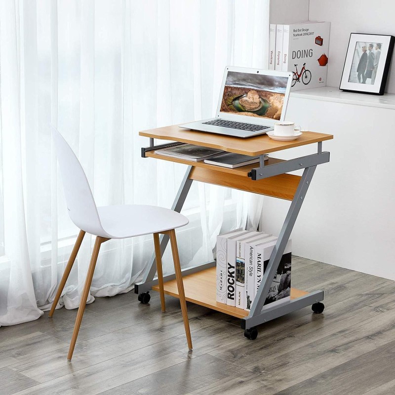 Mesa para Ordenador con Ruedas MANE en Madera color Negro