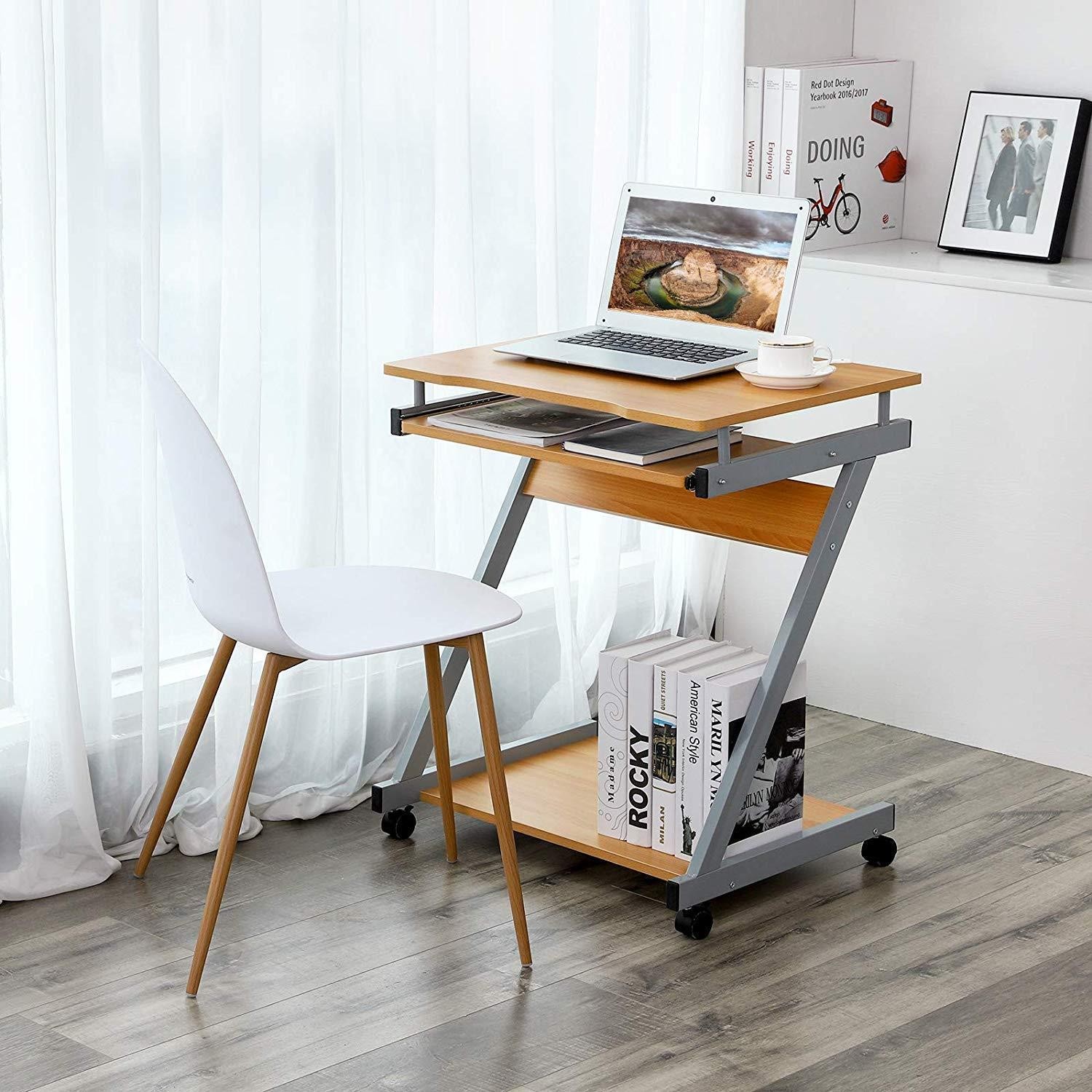 Mesa para Ordenador con Ruedas MANE, 60x48x73 cm, en Madera color Negro