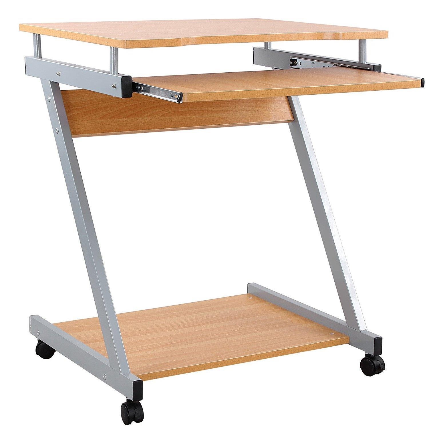 Mesa para Ordenador con Ruedas MANE, 60x48x73 cm, en Madera color Negro