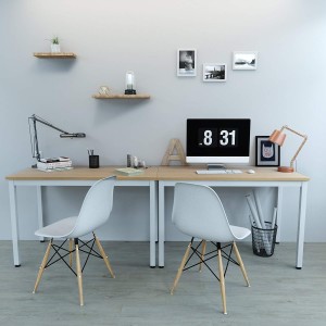 Mesa de oficina LISBET, Estructura Metálica, Superficie de Madera color Roble
