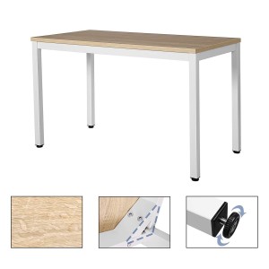 Mesa de oficina LISBET, Estructura Metálica, Superficie de Madera color Roble