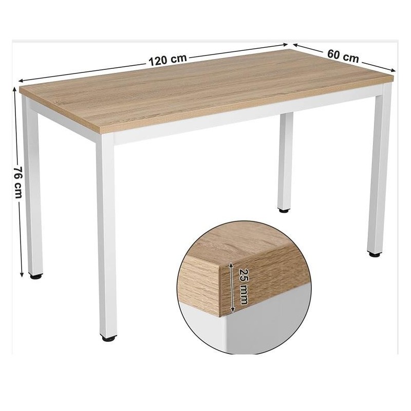Mesa de oficina LISBET, Estructura Metálica, Superficie de Madera color Roble