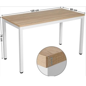 Mesa de oficina LISBET, Estructura Metálica, Superficie de Madera color Roble