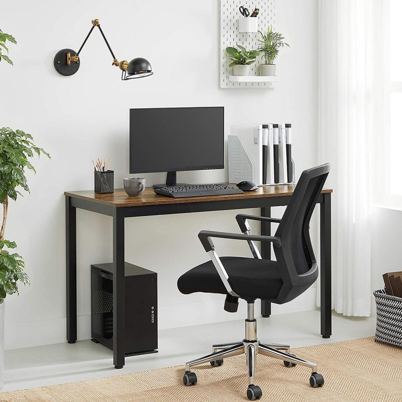 Mesa de oficina LISBET, Estructura Metálica, Superficie de Madera color Roble