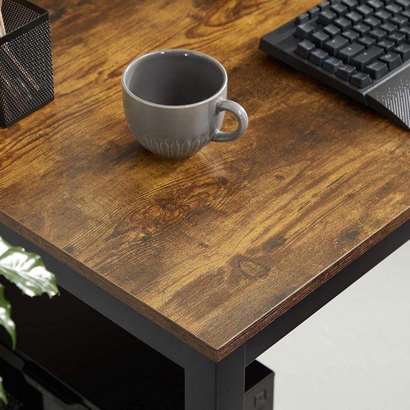 Mesa de oficina LISBET, Estructura Metálica, Superficie de Madera color Roble