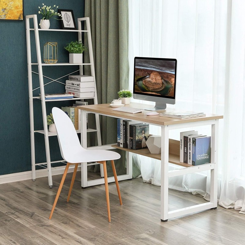 Mesa de oficina ADELIA, Estructura Metálica y Madera color Roble