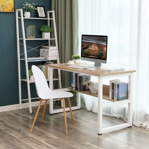 Mesa de oficina ADELIA, Estructura Metálica y Madera color Roble