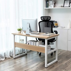 Mesa de oficina ADELIA, Estructura Metálica y Madera color Roble