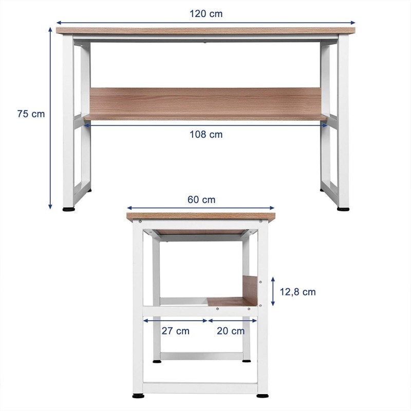 Mesa de oficina ADELIA, Estructura Metálica y Madera color Roble
