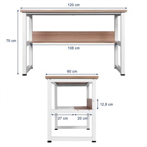 Mesa de oficina ADELIA, Estructura Metálica y Madera color Roble