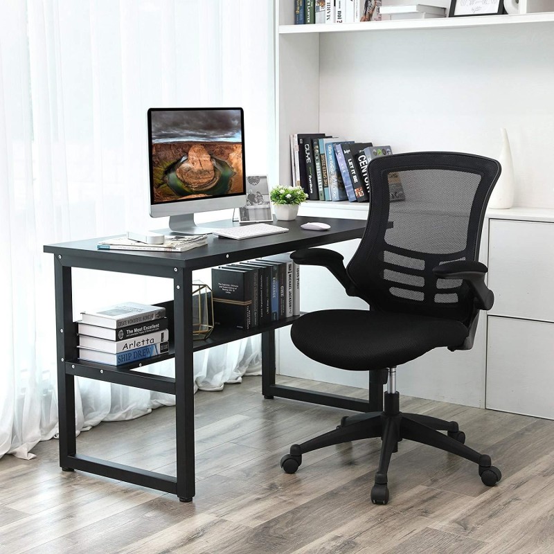 Mesa de oficina ADELIA, Estructura Metálica y Madera color Negro
