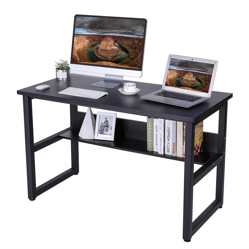 Mesa de oficina ADELIA, Estructura Metálica y Madera color Negro