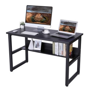 Mesa de oficina ADELIA, Estructura Metálica y Madera color Negro