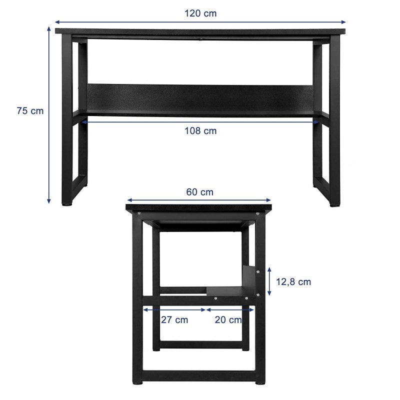 Mesa de oficina ADELIA, Estructura Metálica y Madera color Negro