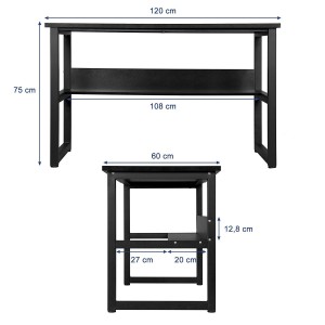 Mesa de oficina ADELIA, Estructura Metálica y Madera color Negro