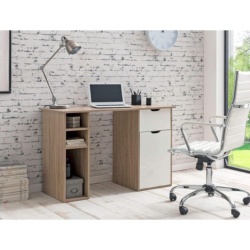 Mesa de Ordenador KALED en Madera color Blanco/Roble