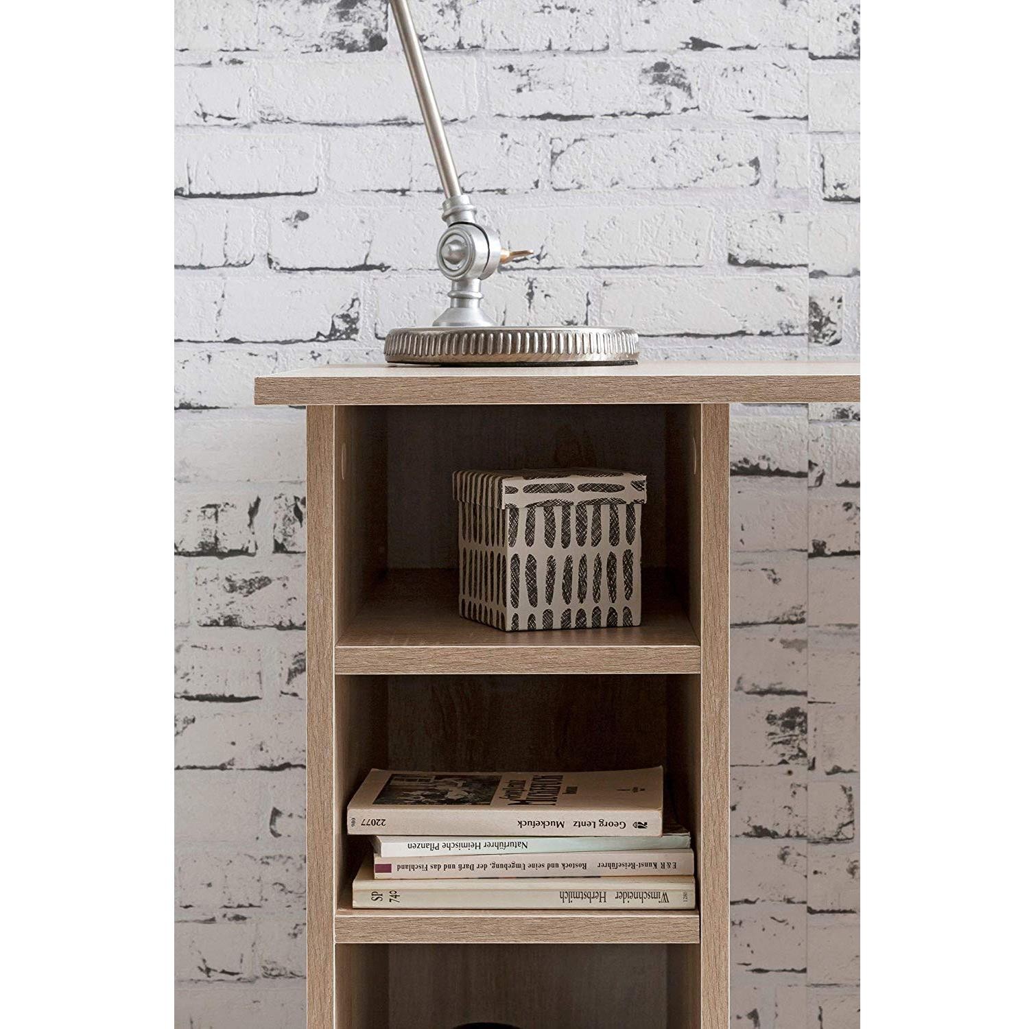 Mesa de Ordenador KALED, Dimensiones 115x50x75,5 cm, en Madera color Blanco/Roble