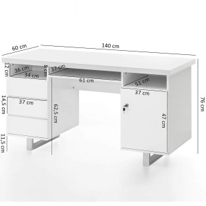 Mesa para Ordenador ABDUL en Madera color Blanco