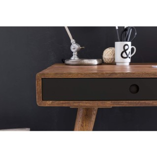 Escritorio ZAIDA de Madera de Elondo y Cajón en Negro 2