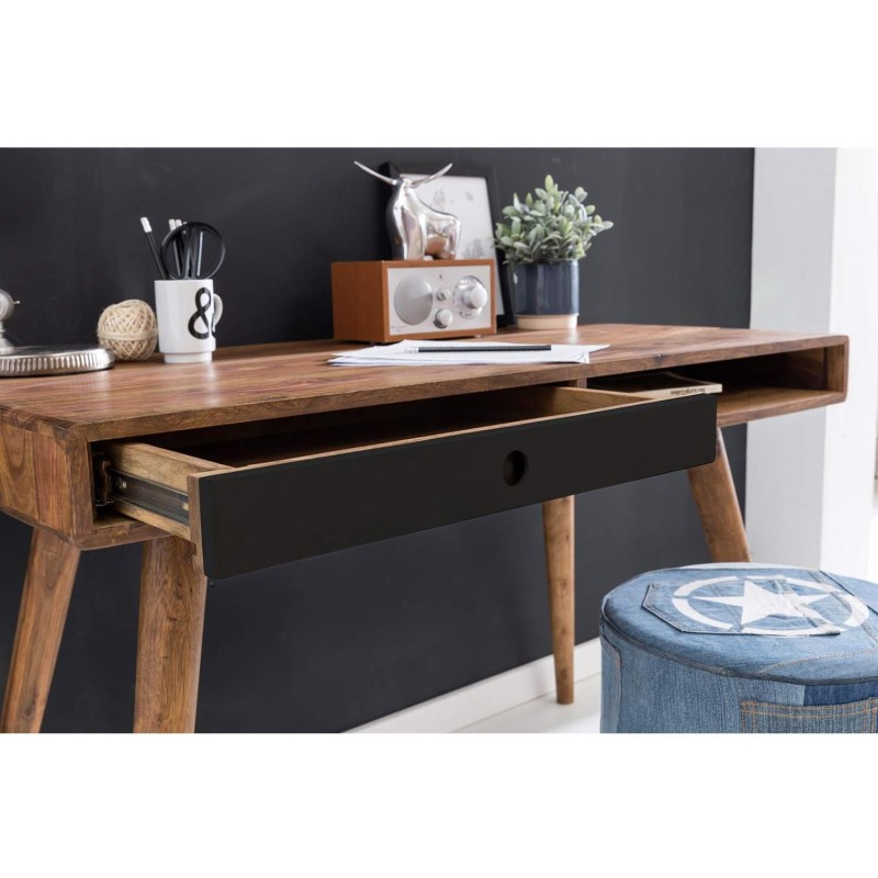 Escritorio ZAIDA de Madera de Elondo y Cajón en Negro