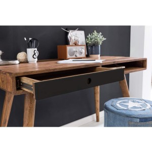 Escritorio ZAIDA de Madera de Elondo y Cajón en Negro