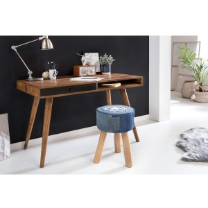 Escritorio ZAIDA de Madera de Elondo y Cajón en Negro