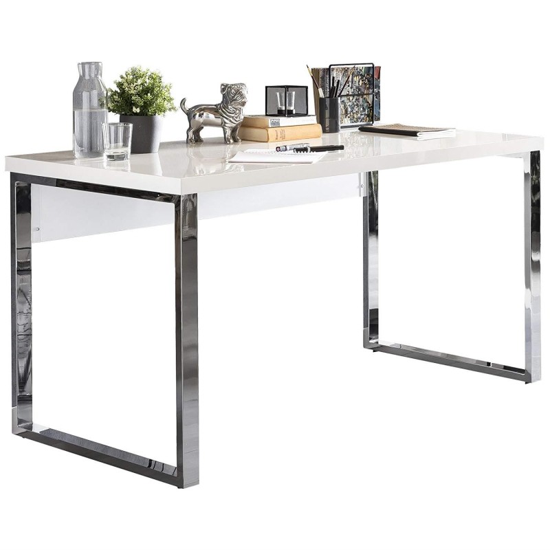 Mesa de oficina ANISA, Estructura Metálica y Madera color Blanco