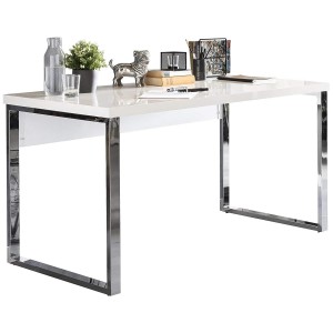 Mesa de oficina ANISA, Estructura Metálica y Madera color Blanco