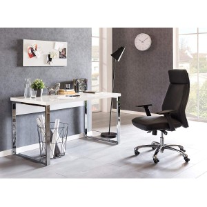 Mesa de oficina ANISA, Estructura Metálica y Madera color Blanco
