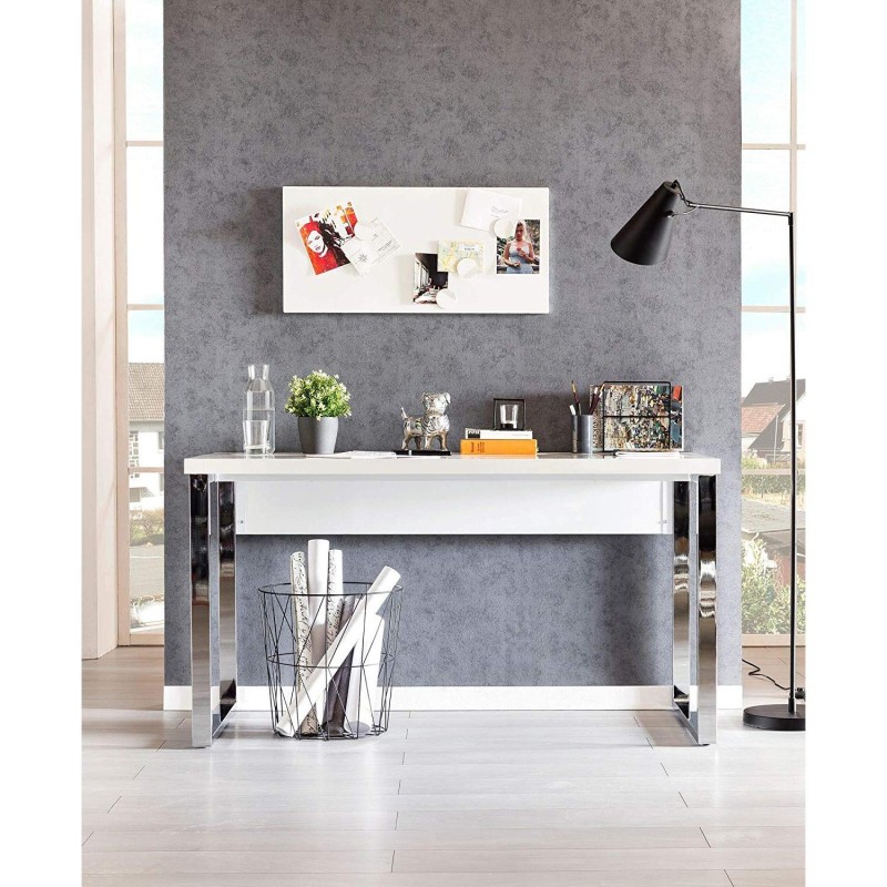 Mesa de oficina ANISA, Estructura Metálica y Madera color Blanco