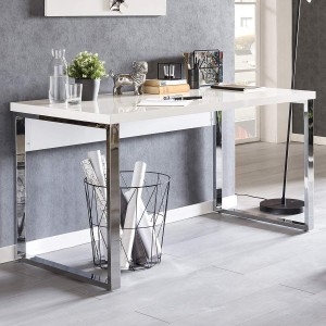 Mesa de oficina ANISA, Estructura Metálica y Madera color Blanco